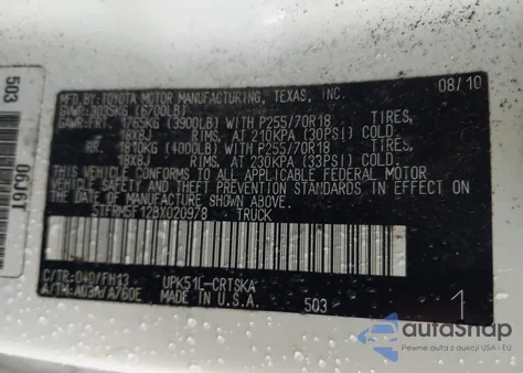 2011 Toyota Tundra Grade 4.6L V8 из США, поврежденный, VIN 5TFRM5F12BX020978